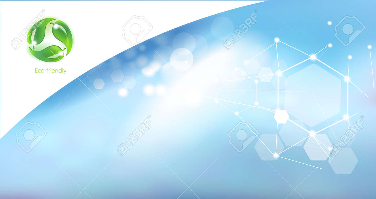 Caring for the environment. Symbol for eco-friendly products on abstract background. Science and research. - 124106672 Caring for the environment. Symbol for eco-friendly products on abstract background. Science and research. - 124106672