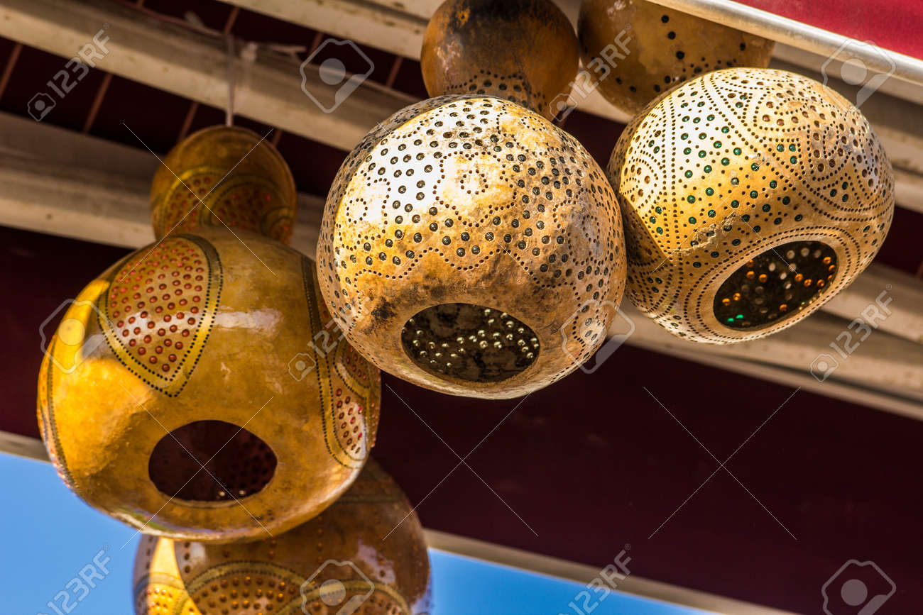 stock photo patterned decorative lamps made of dried pumpkins in a cafe in istanbul - Decorative Lamps stock photo patterned decorative lamps made of dried pumpkins in a cafe in istanbul - Decorative Lamps