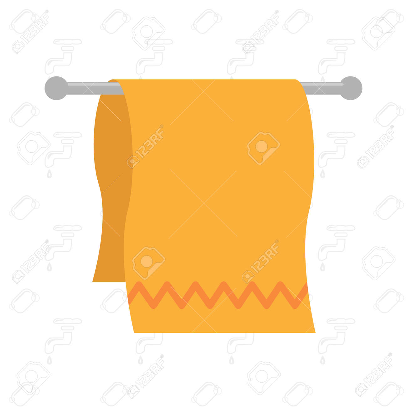 オレンジ色のふわふわ綿のキッチンタオルは タオルのためのホルダーに重量を量る のイラスト素材 ベクタ Image