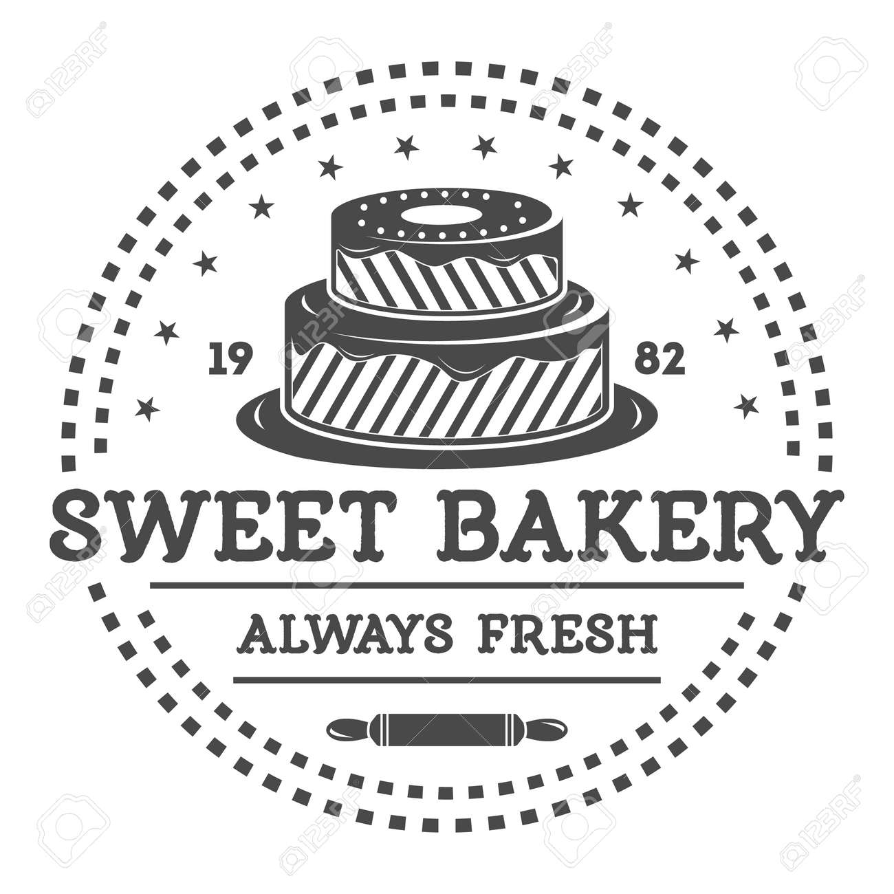 Bakery Shop Vintage Isolated Label Vector Bread And Cake House