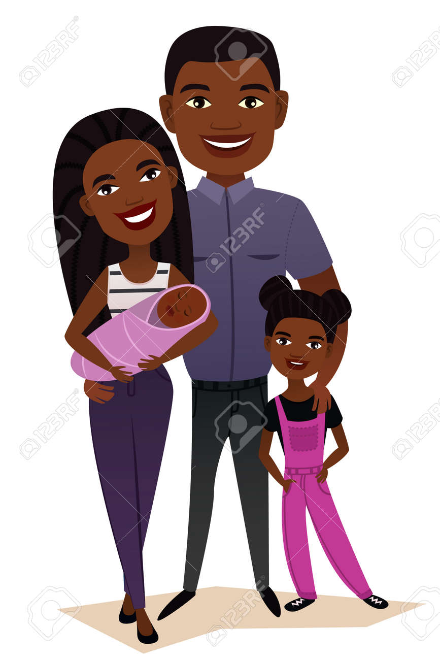 happy black family couple