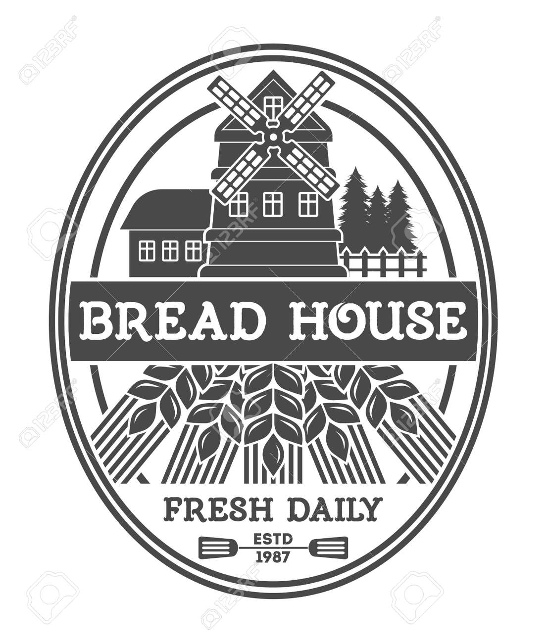 Bakery Shop Vintage Isolated Label Vector Bread And Cake House