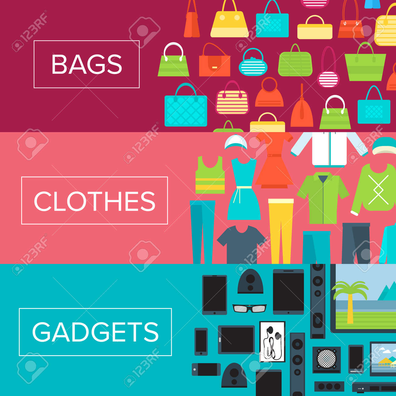 shopping mall flyers set in flat design vector illustration retail flyers