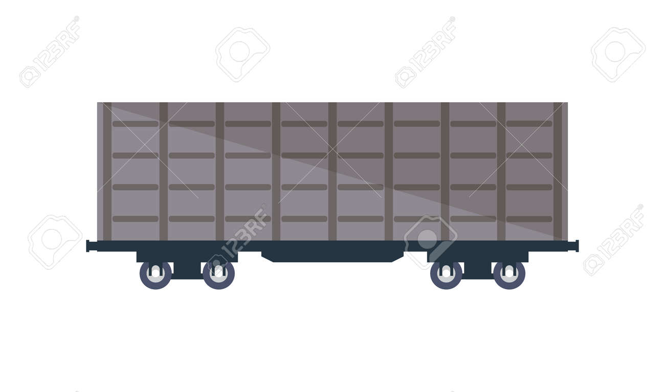 商業鉄道貨物ワゴン アイコン サイド ビュー貨物コンテナー 白い背景のベクトル図に分離された鉄道の貨物列車 のイラスト素材 ベクタ Image