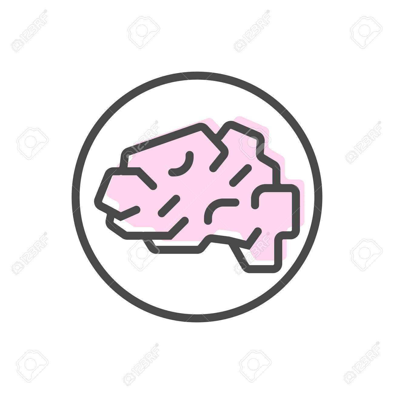 Artificial intelligence icon with brain symbol. Modern cyber linear pictogram, smart new technologies and