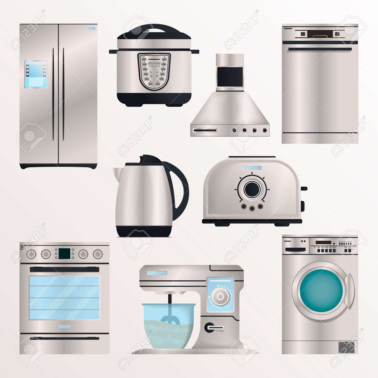 Kitchen Electronic Appliances Icon Set Refrigerator Washing Royalty Free Cliparts Vectors And Stock Illustration Image 90507037