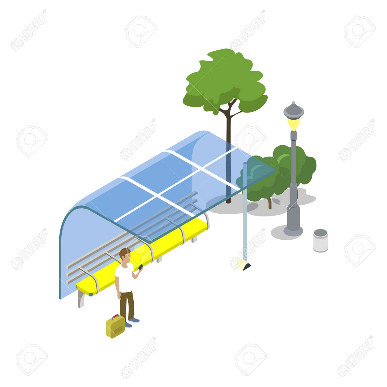 公共交通機関はアイソメ3dアイコンを停止します 都市交通 近代的な町待ち駅 都市と田舎の交通ベクトルイラスト のイラスト素材 ベクタ Image