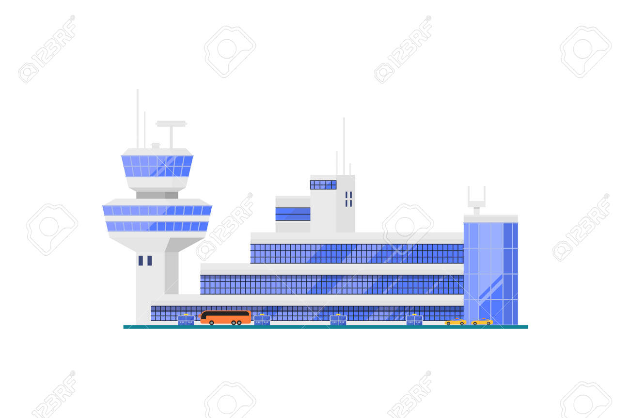 Airport Terminal With Flight Control Tower Modern Air Passenger