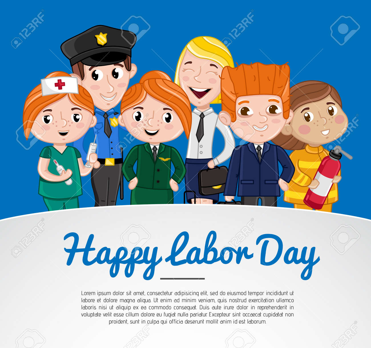 happy labor day greeting card with children stock photo picture and