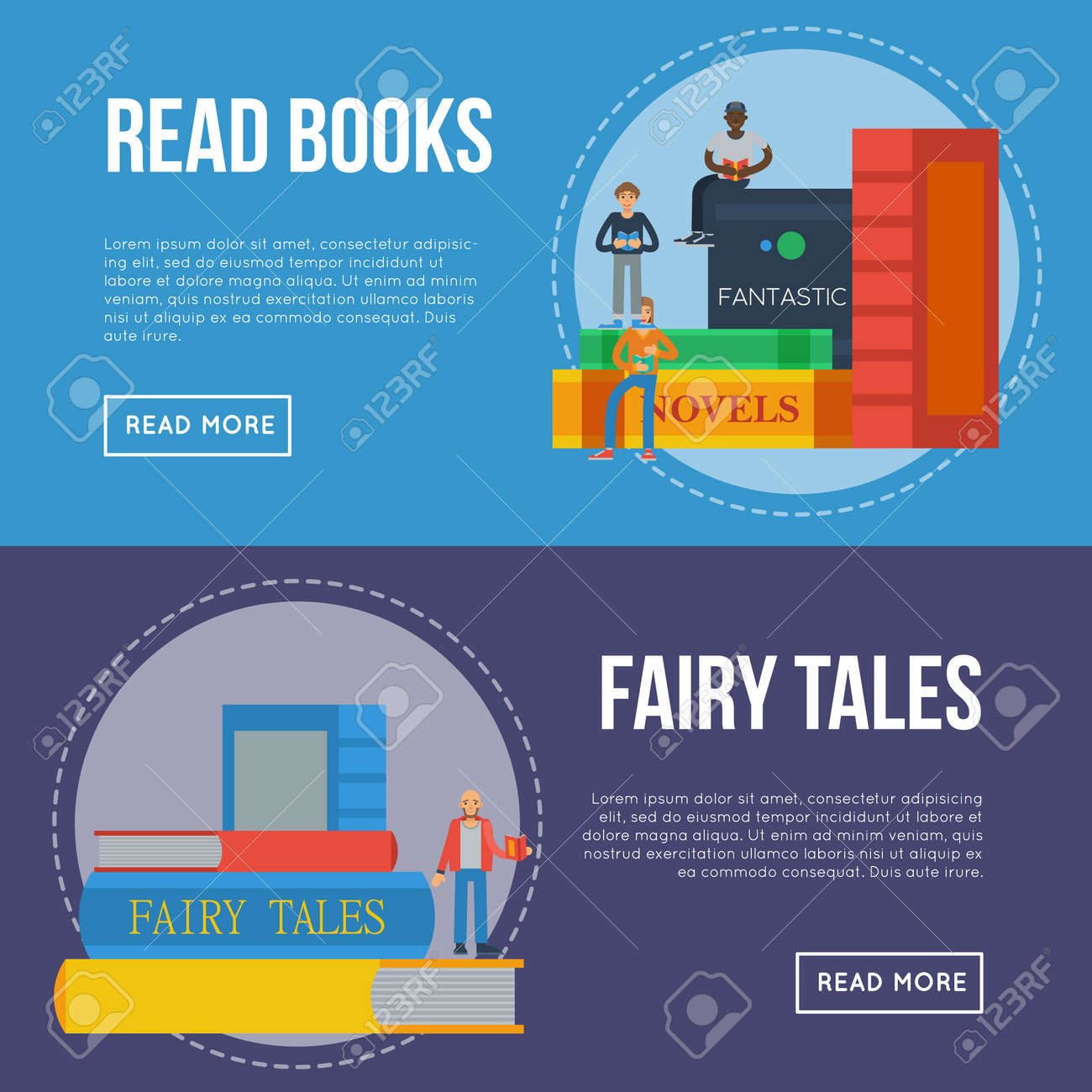 fairy tales flyers with people reading books literature event flyers book