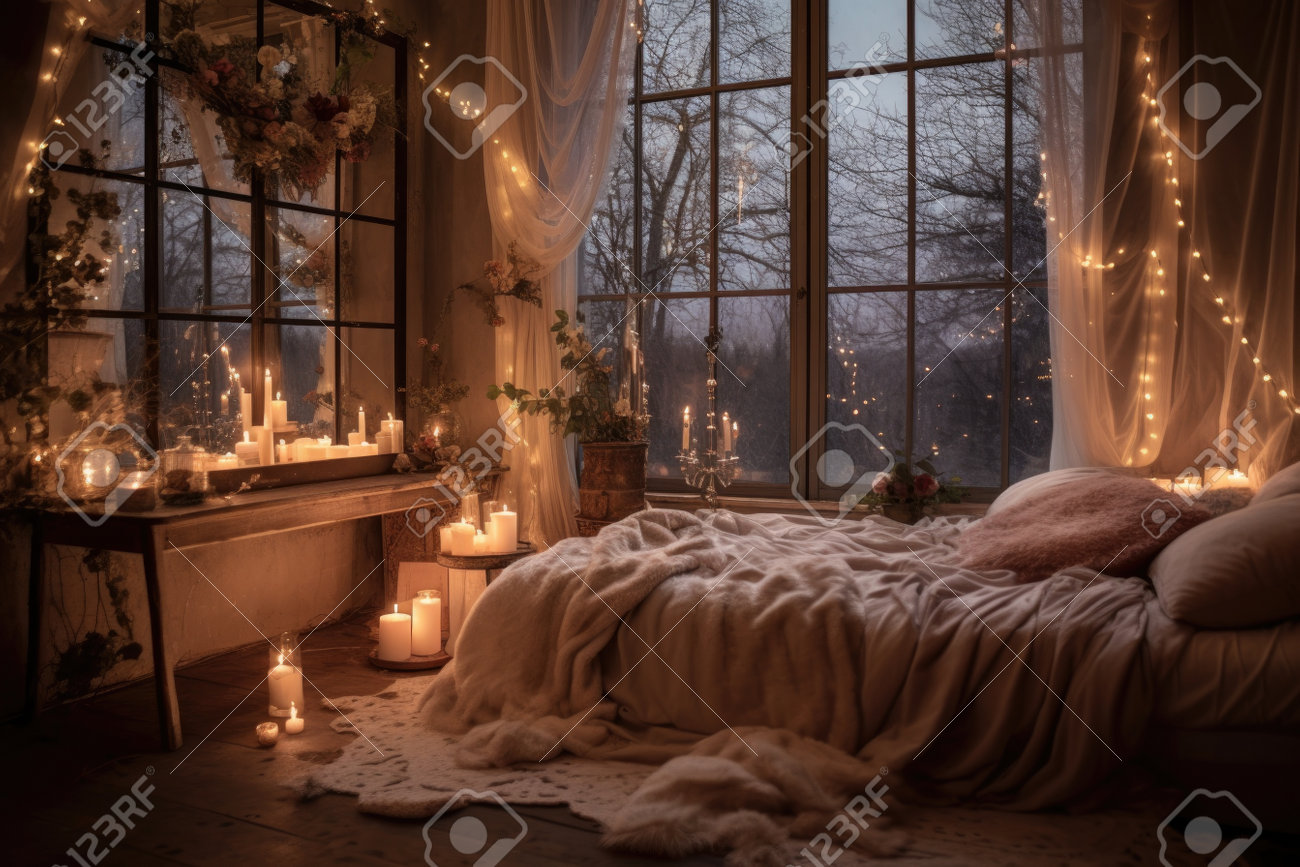 Cozy fairy lights bedroom best sale