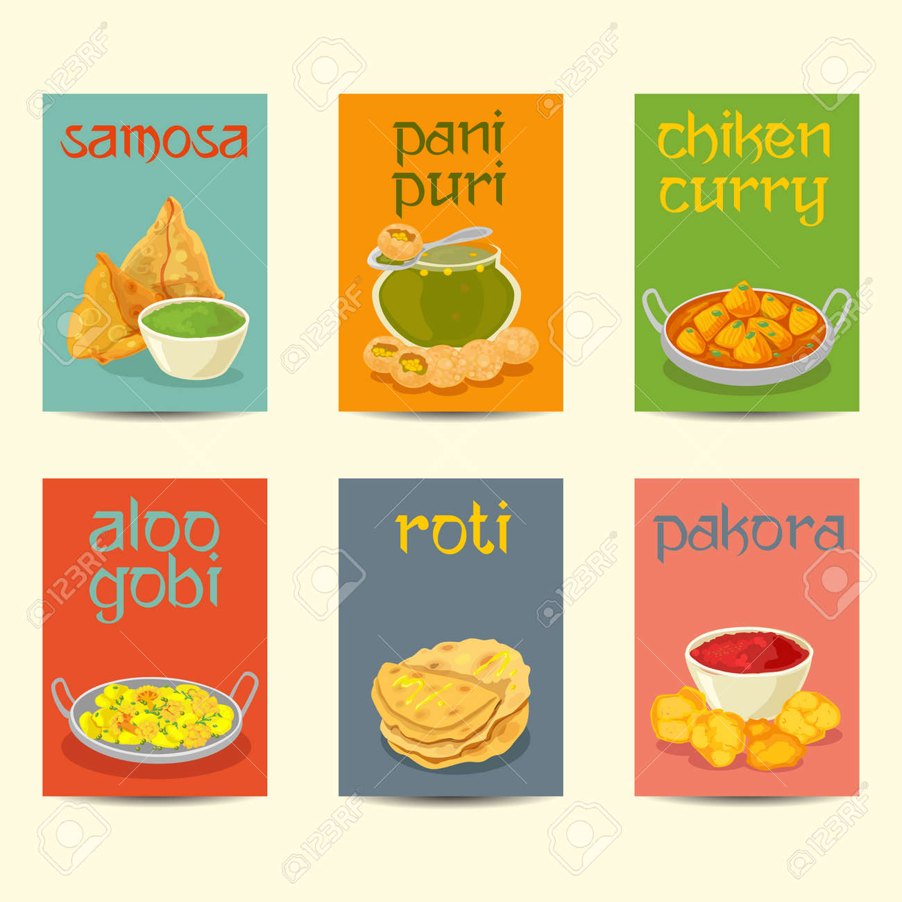 Indian Cuisine Food Dishes Colorful Posters Indian Dishes Banners Royalty Free Cliparts Vectors And Stock Illustration Image 93772217