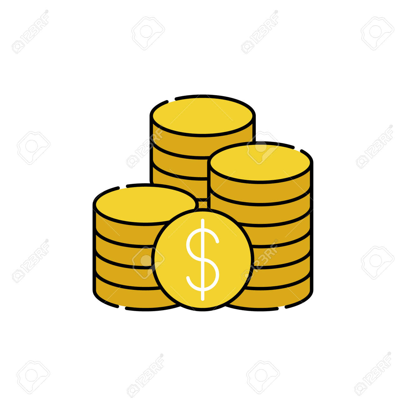 コインアイコンベクトルイラスト。支払い、金融、通貨、貿易ビジネスのためのドルマネーコインアイコンベクトルデザイン コンセプト。ウェブサイト、シンボル、サイン、アプリUIのマネーコインベクトルアイコンフラットデザインのイラスト素材・ベクター Image  170141173