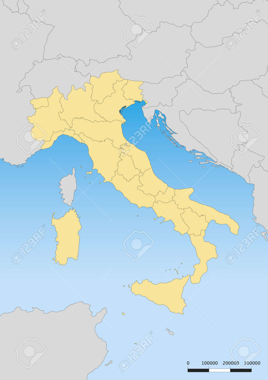 Map Of Italy And Islands Map Of Italy With Islands. Escale 1:6000000 Utm Projection Royalty Free  Svg, Cliparts, Vectors, And Stock Illustration. Image 18227044.