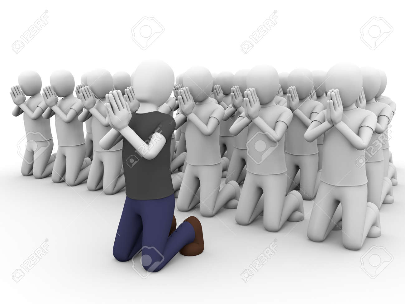 A Big Group Of People Praying Together. Stock Photo, Picture And Royalty  Free Image. Image 19399992.