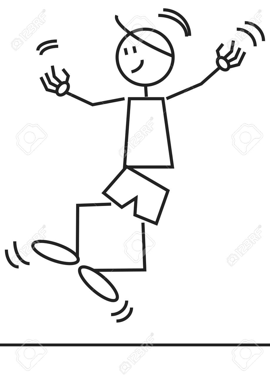 Stick Figure Of A Happy Boy Jumping Royalty Free Cliparts Vectors And Stock Illustration Image 21925256