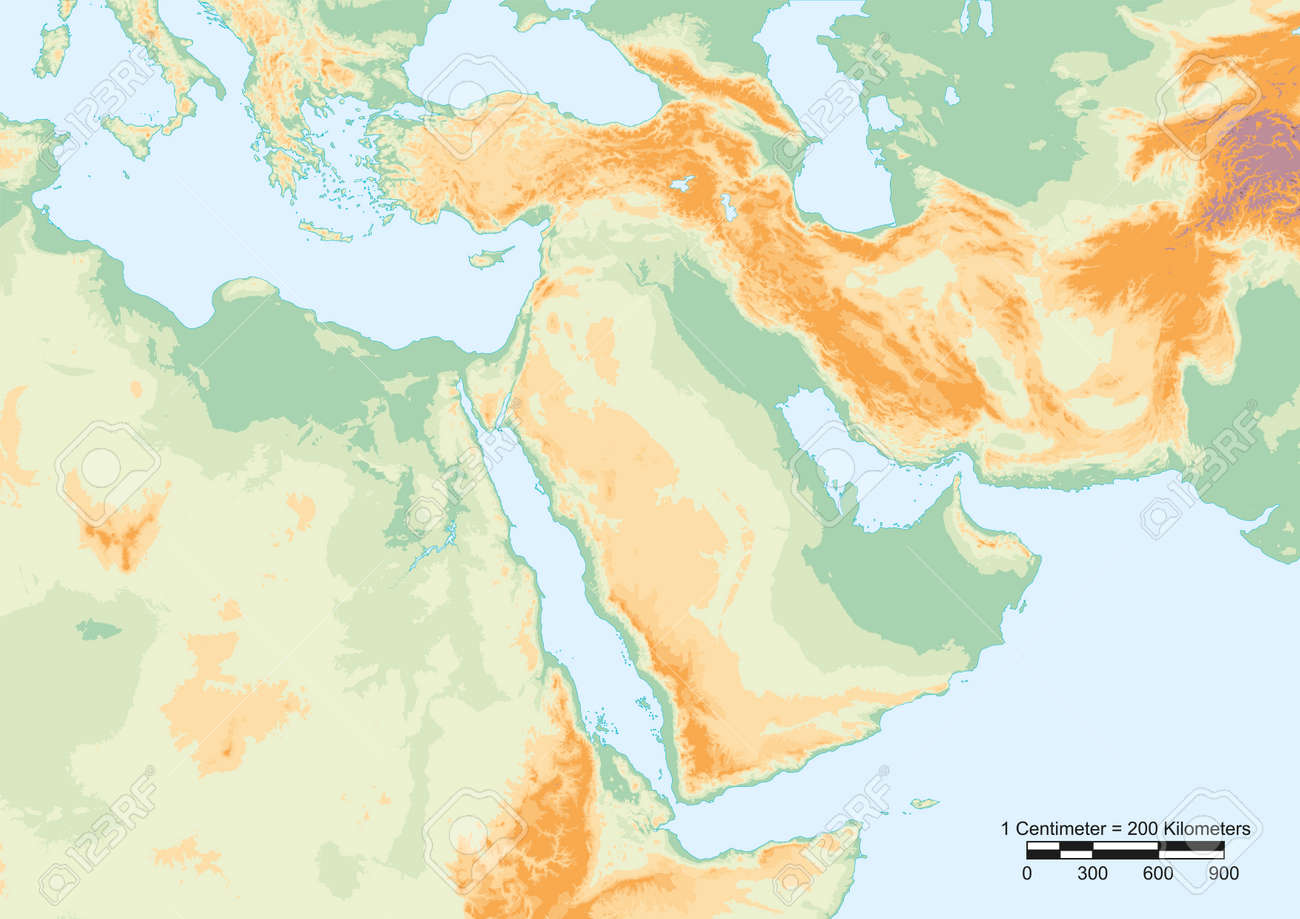 Physical Map Of The Middle East Physical Map Of Middle East With Scale. Royalty Free Cliparts, Vectors, And  Stock Illustration. Image 26431285.