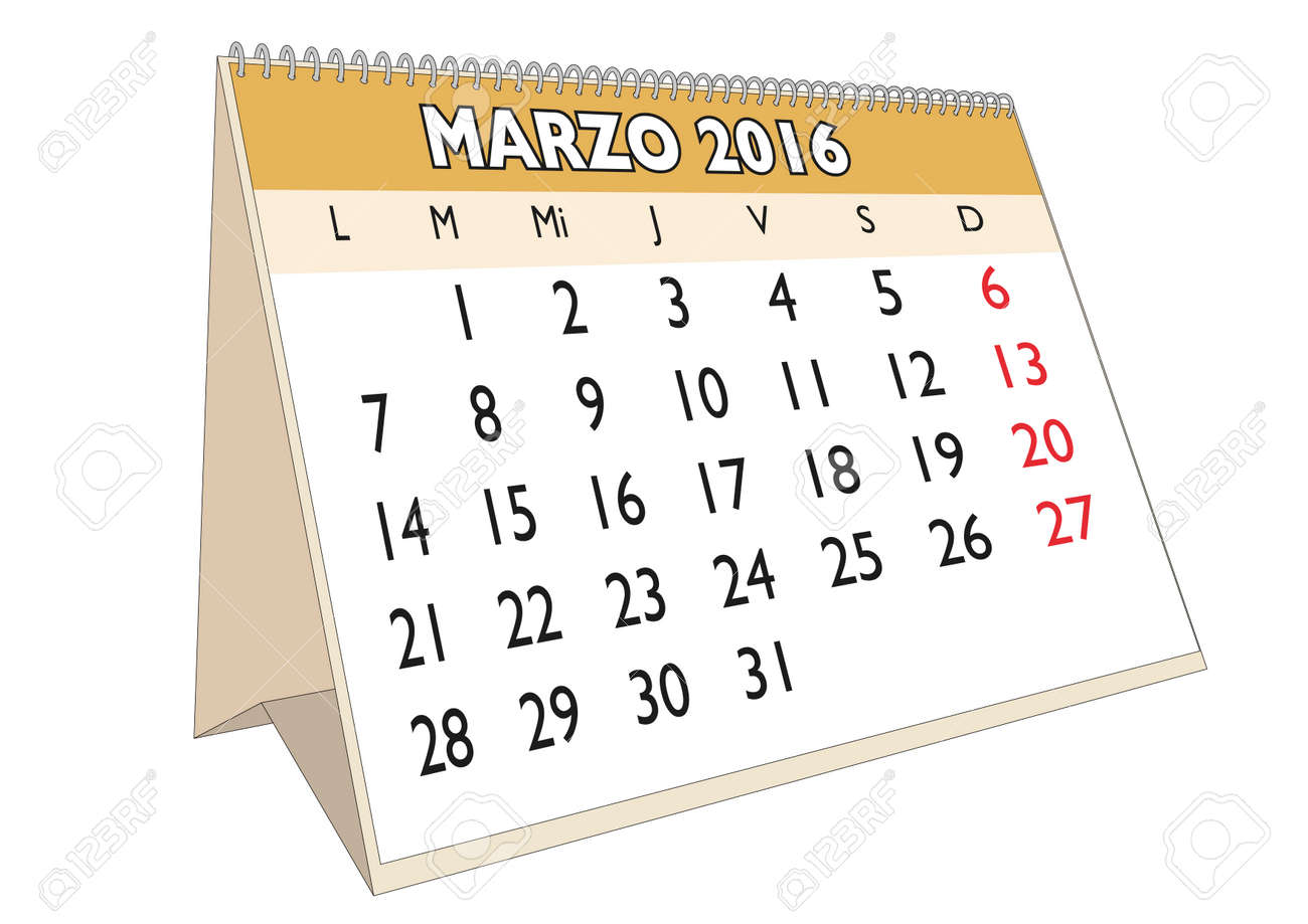 March Month In A Year 2016 Calendar In Spanish Marzo Stock March Month In A Year 2016 Calendar In Spanish Marzo Stock