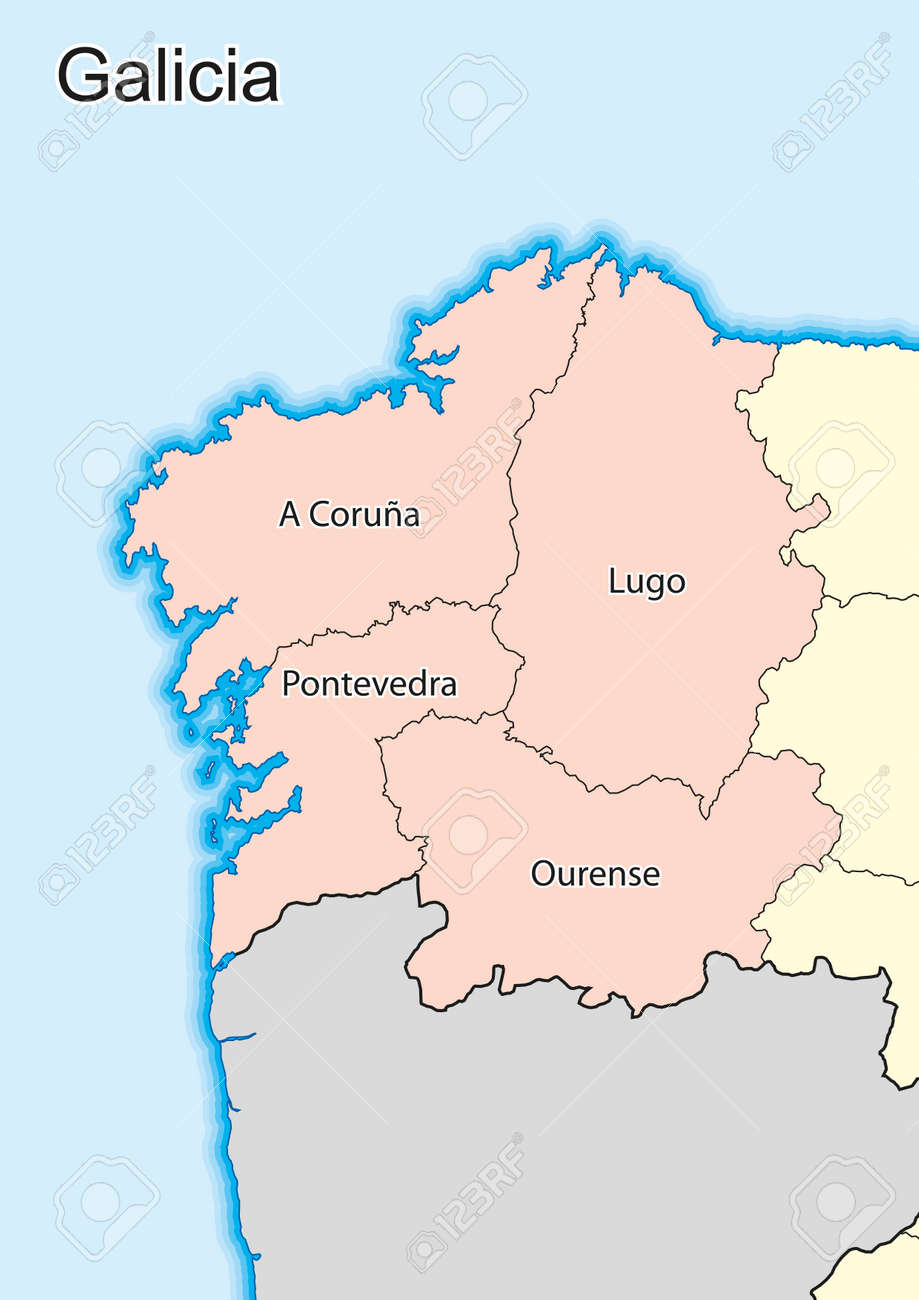 Vettoriale Mappa Vettoriale Della Comunita Autonoma Della Galizia Spagna Image