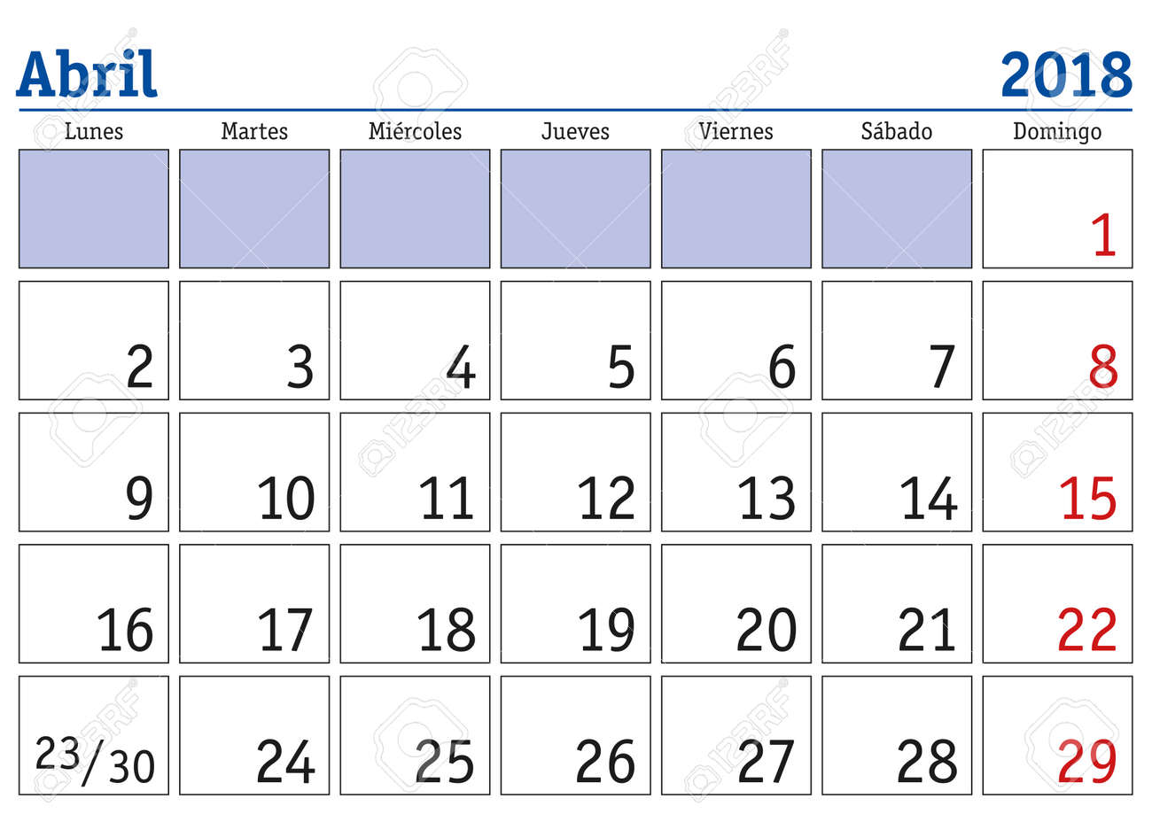 april month in a year 2018 wall calendar in spanish abril 2018 a year calendar