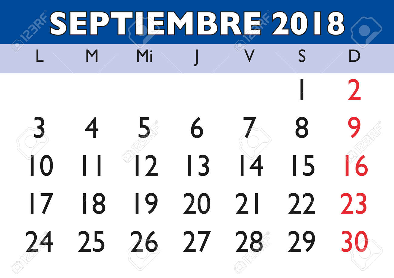 calendario de septiembre 2018