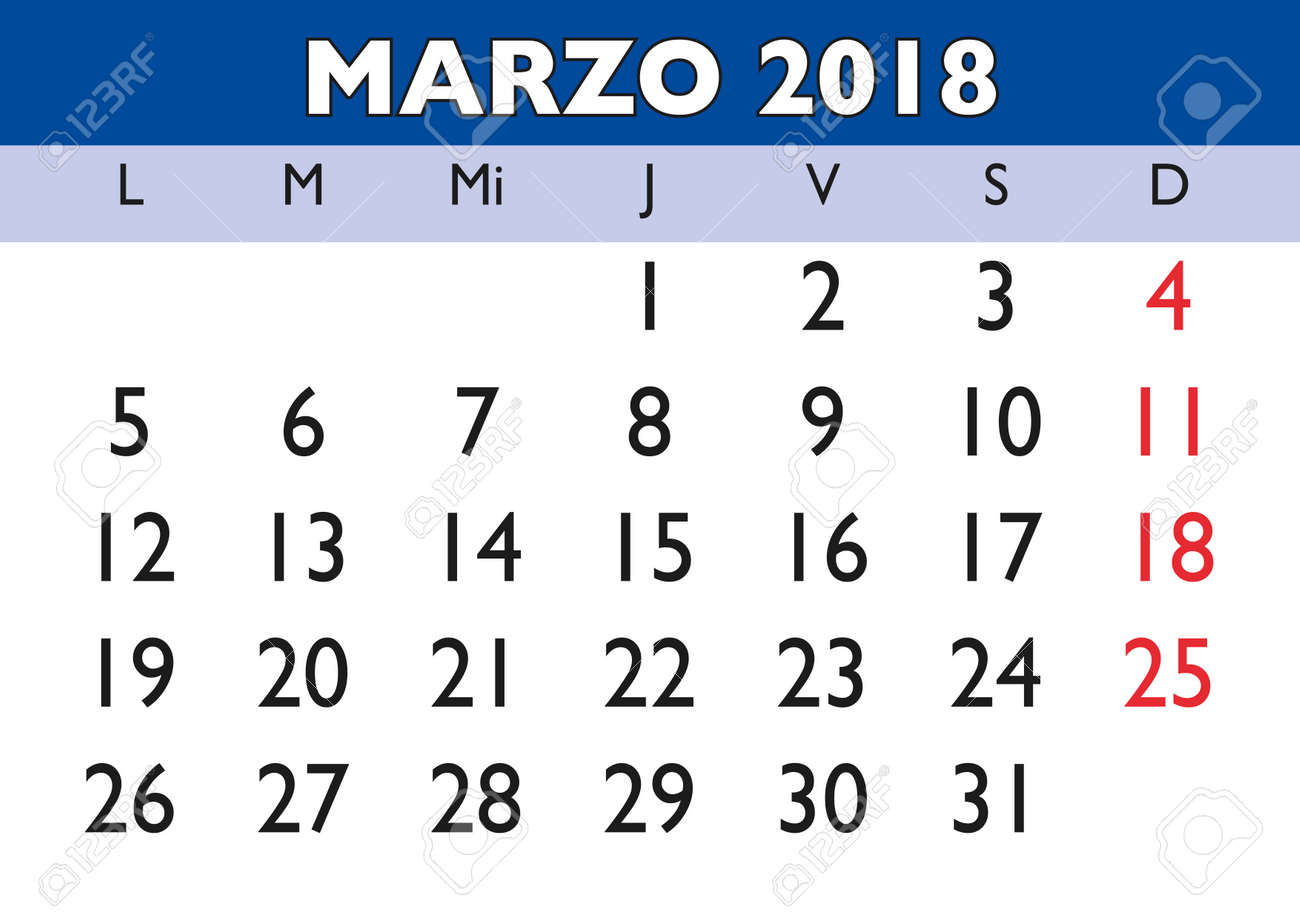 March Month In A Year 2018 Wall Calendar In Spanish Marzo March Month In A Year 2018 Wall Calendar In Spanish Marzo