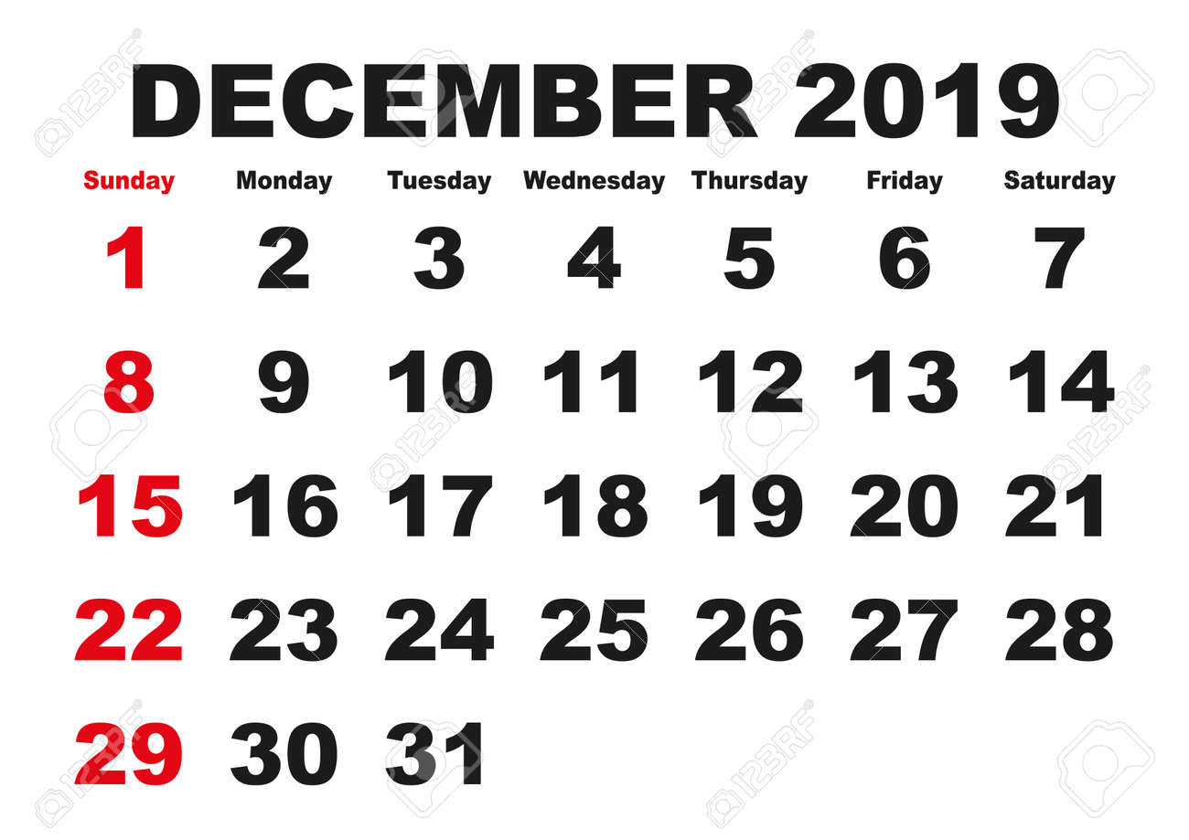 2019 calendar December thirty day period. Vector printable calendar. Regular.. photo regarding Printable Monthly Calendar December known as 2019 calendar December thirty day period. Vector printable calendar. Month-to-month..