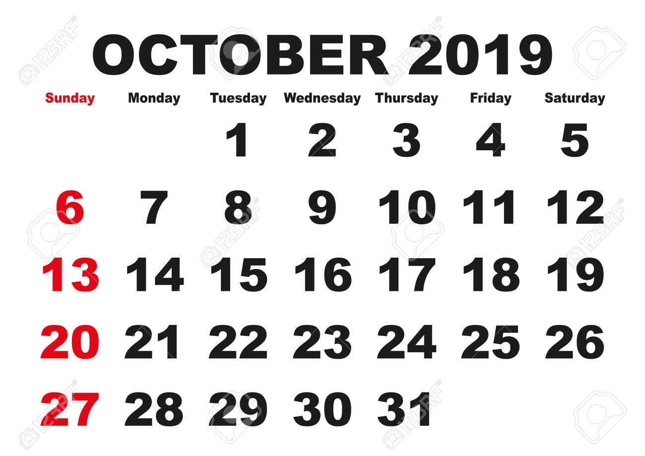 2019 calendar october month vector printable calendar monthly blank calendar monthly
