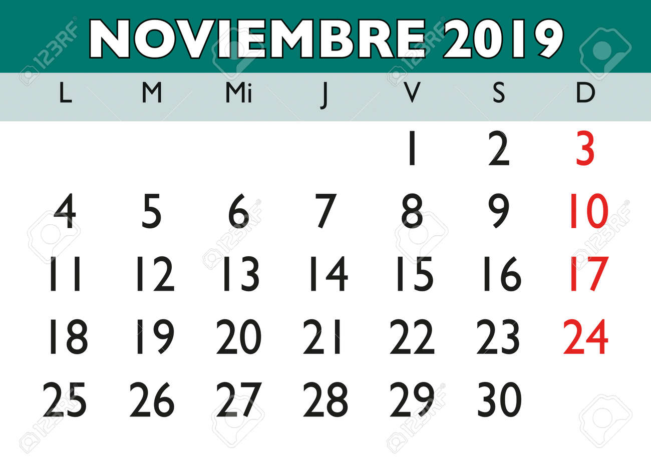 november month in a year 2019 wall calendar in spanish noviembre a year calender