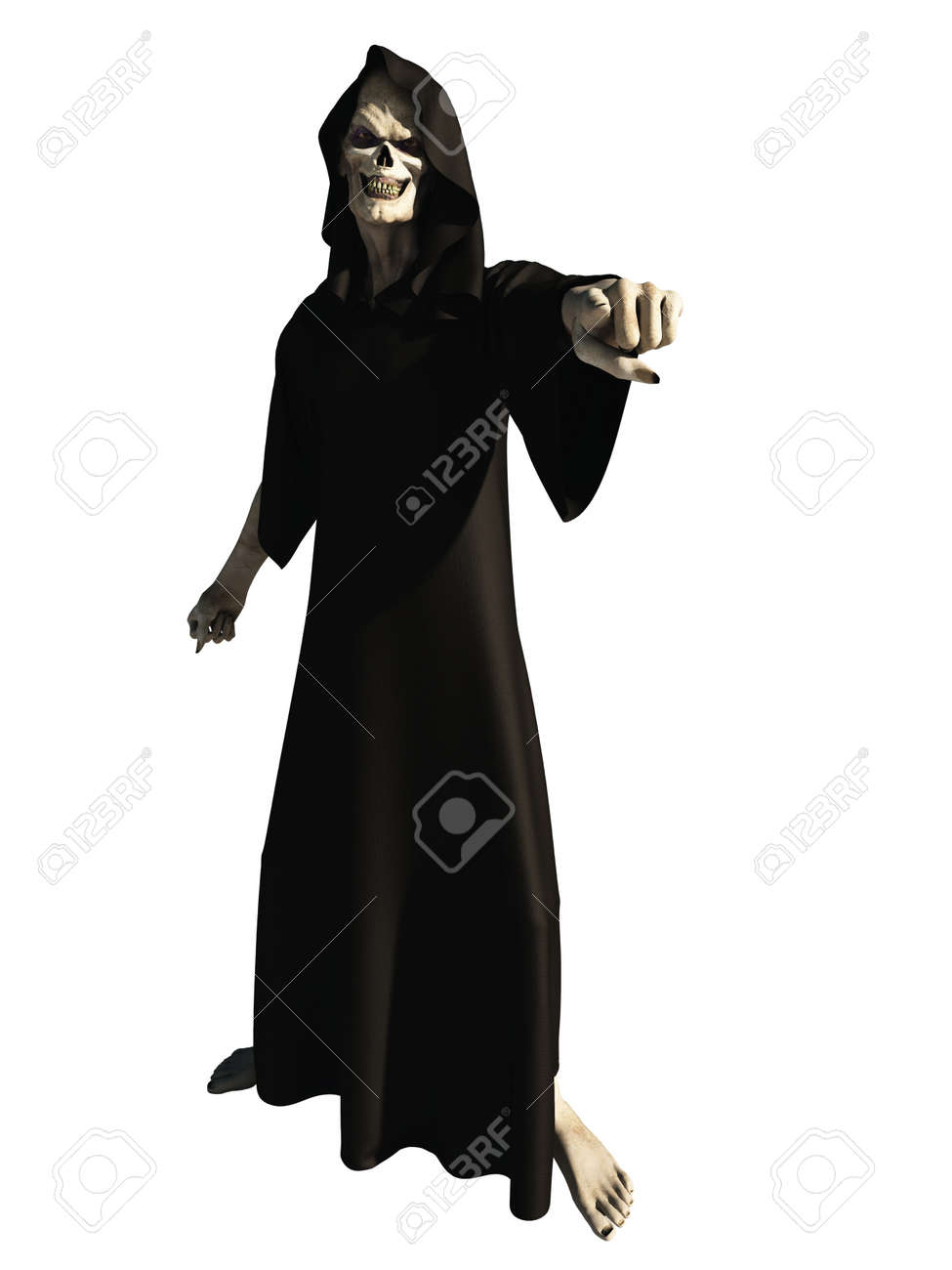 デジタル 3 D 視聴者に向かって指して死のローブ姿のイラスト描画図 の写真素材 画像素材 Image