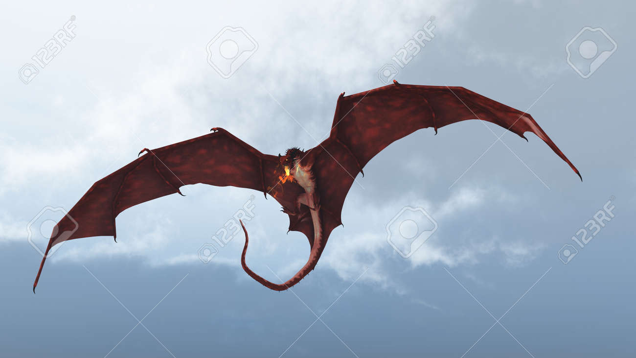 red fire breathing dragon