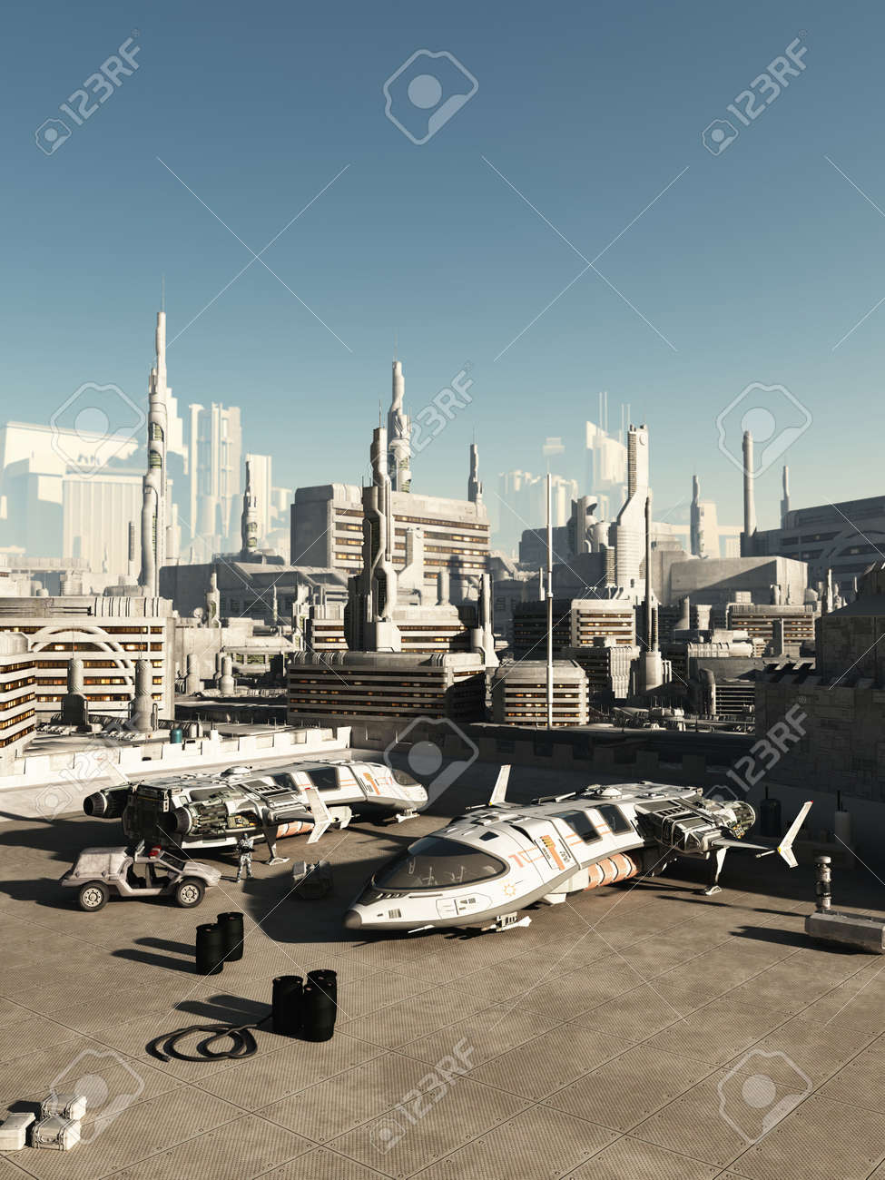 明るい晴れた日に未来都市で忙しい宇宙港の空想科学小説イラスト 3 D レンダリングされたデジタル イラストレーション の写真素材 画像素材 Image 明るい晴れた日に未来都市で忙しい宇宙港の空想科学小説イラスト 3 D レンダリングされたデジタル イラストレーション の写真素材 画像素材 Image