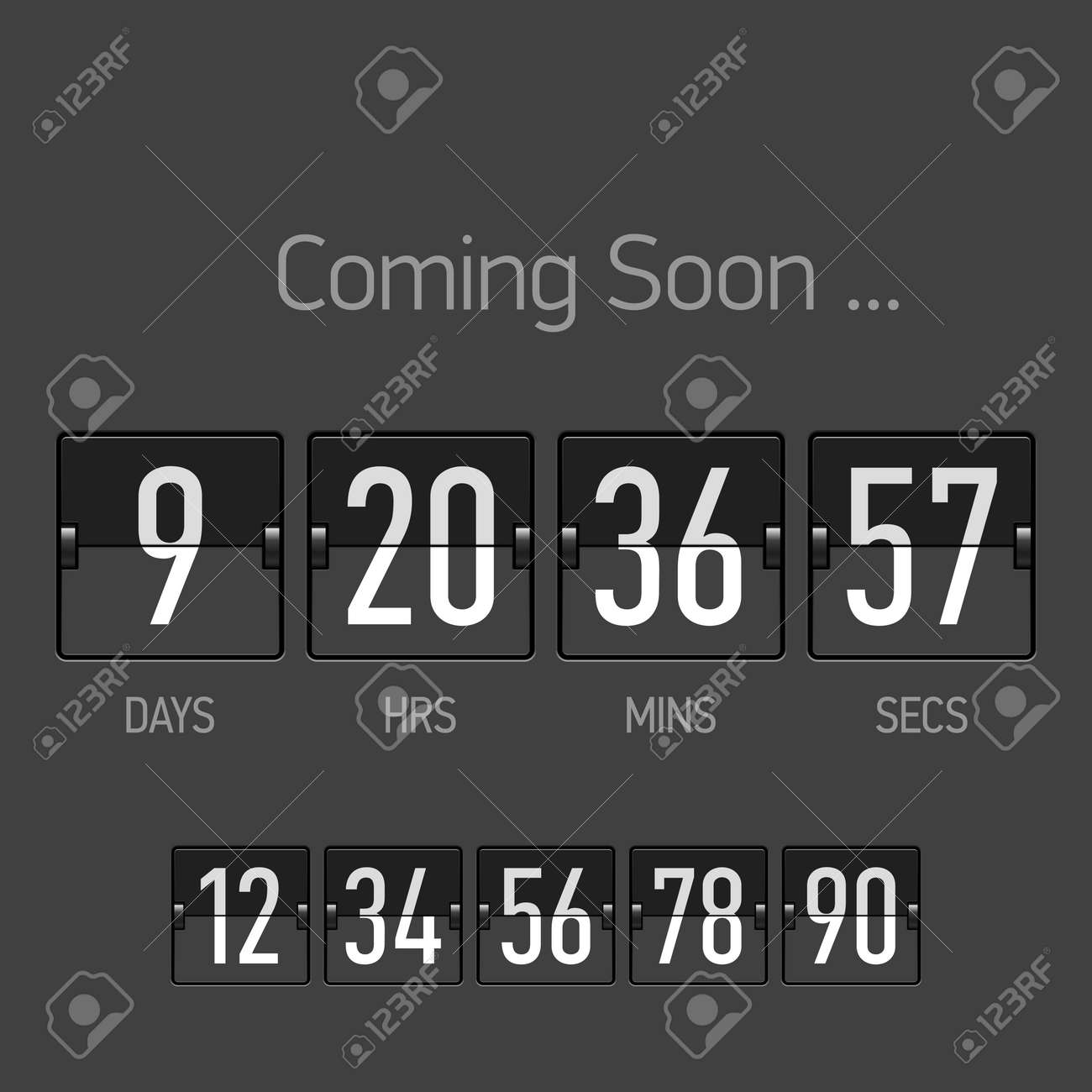 flip coming soon countdown timer template royalty free cliparts
