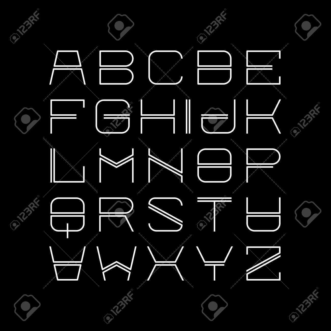 細い線のアルファベット 大文字線形のモダンなフォント のイラスト素材 ベクタ Image 60057116