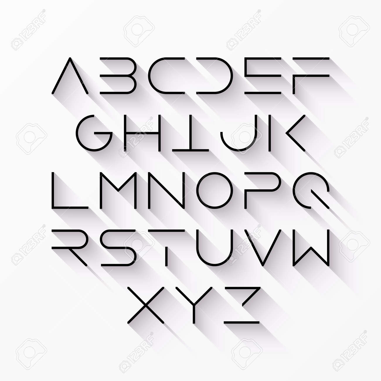 thin line style modern font with long shadow royalty free cliparts