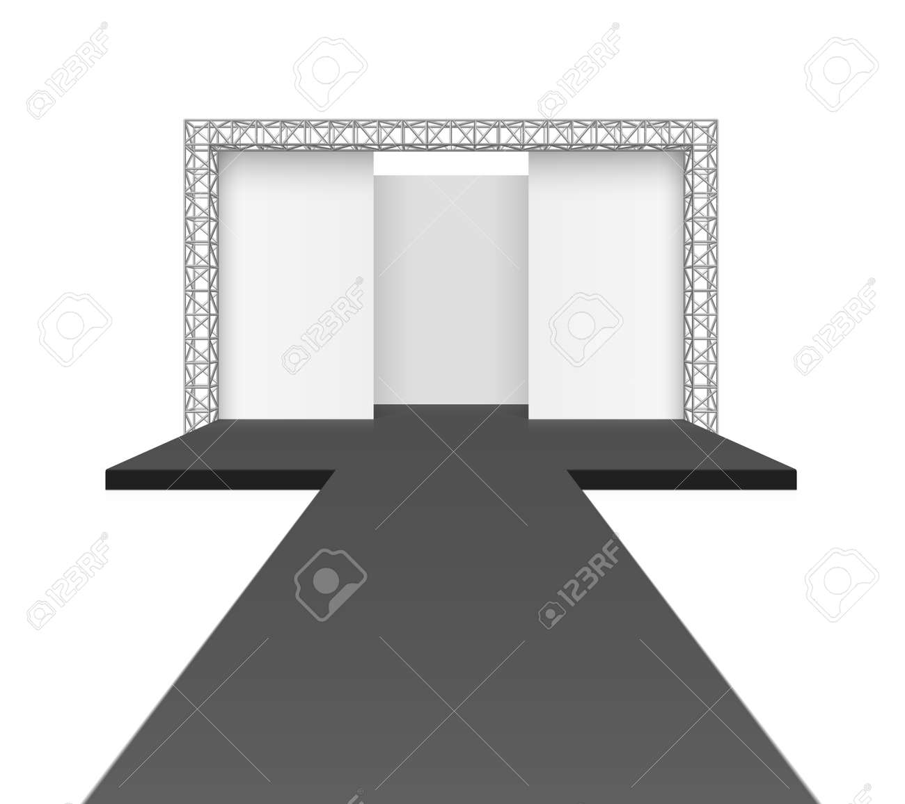 滑走路表彰台ステージ 黒い舞台とトラス システムの背景の空のキャットウォーク のイラスト素材 ベクタ Image