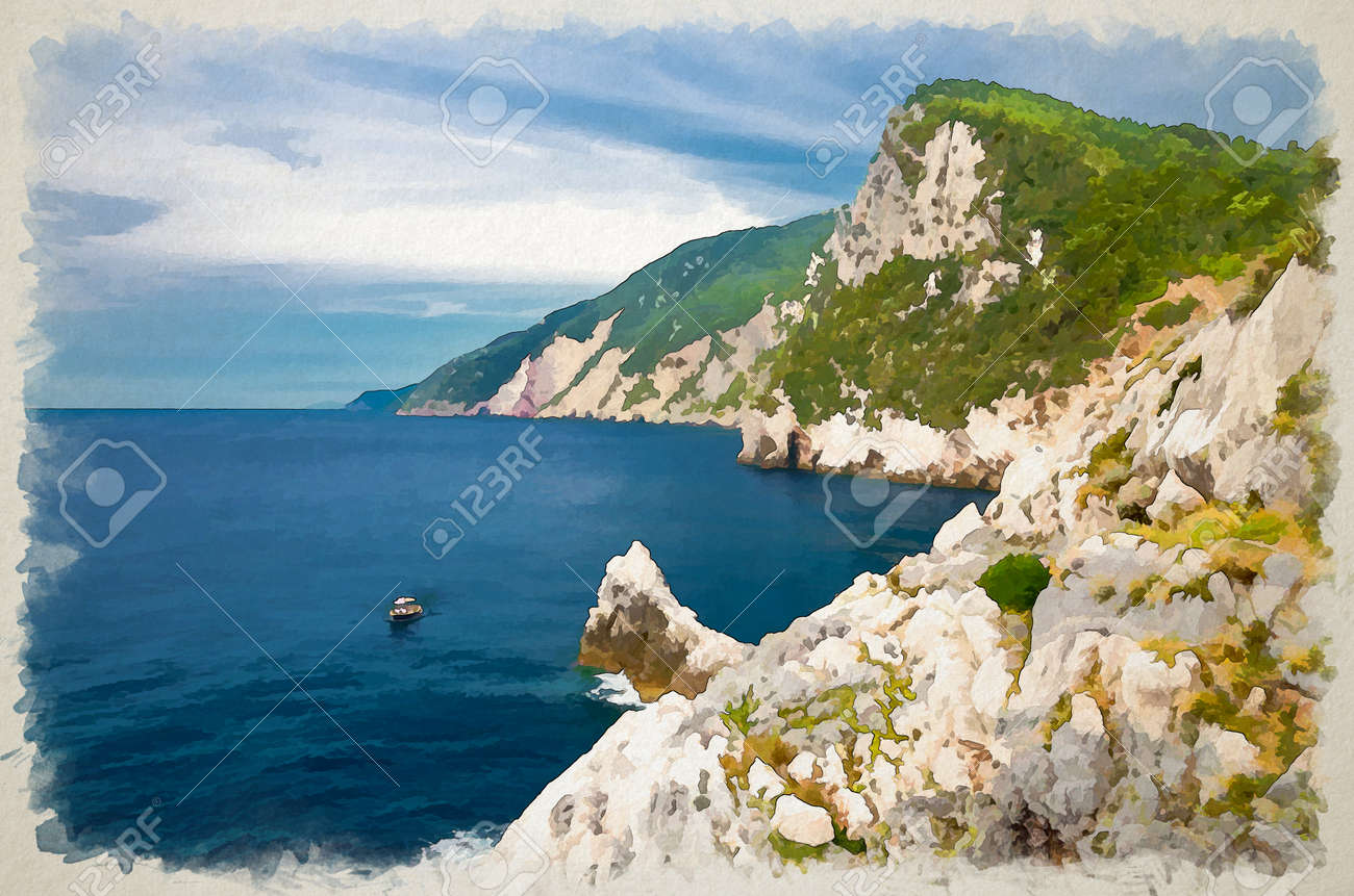 イタリア リヴィエラ ヨーロッパ ポルトヴェーネレ 地中海 風景画