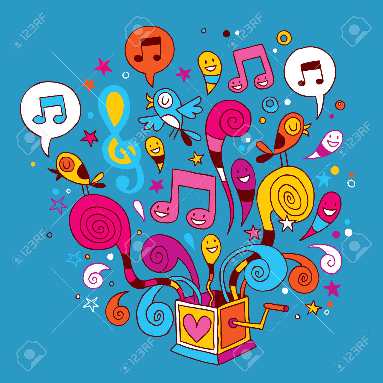 音楽ボックスの図のイラスト素材 ベクタ Image