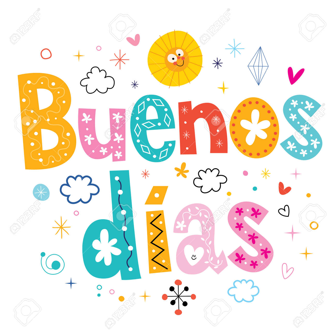 Buenos Días Buenos Días Buenos Días En Español Ilustraciones ...