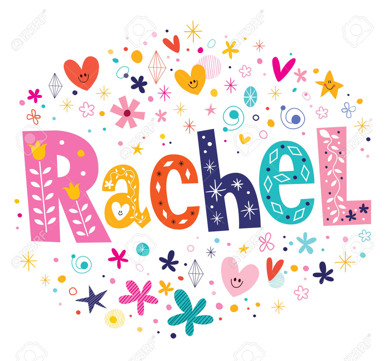 rachel girls name decorative lettering type design royalty free