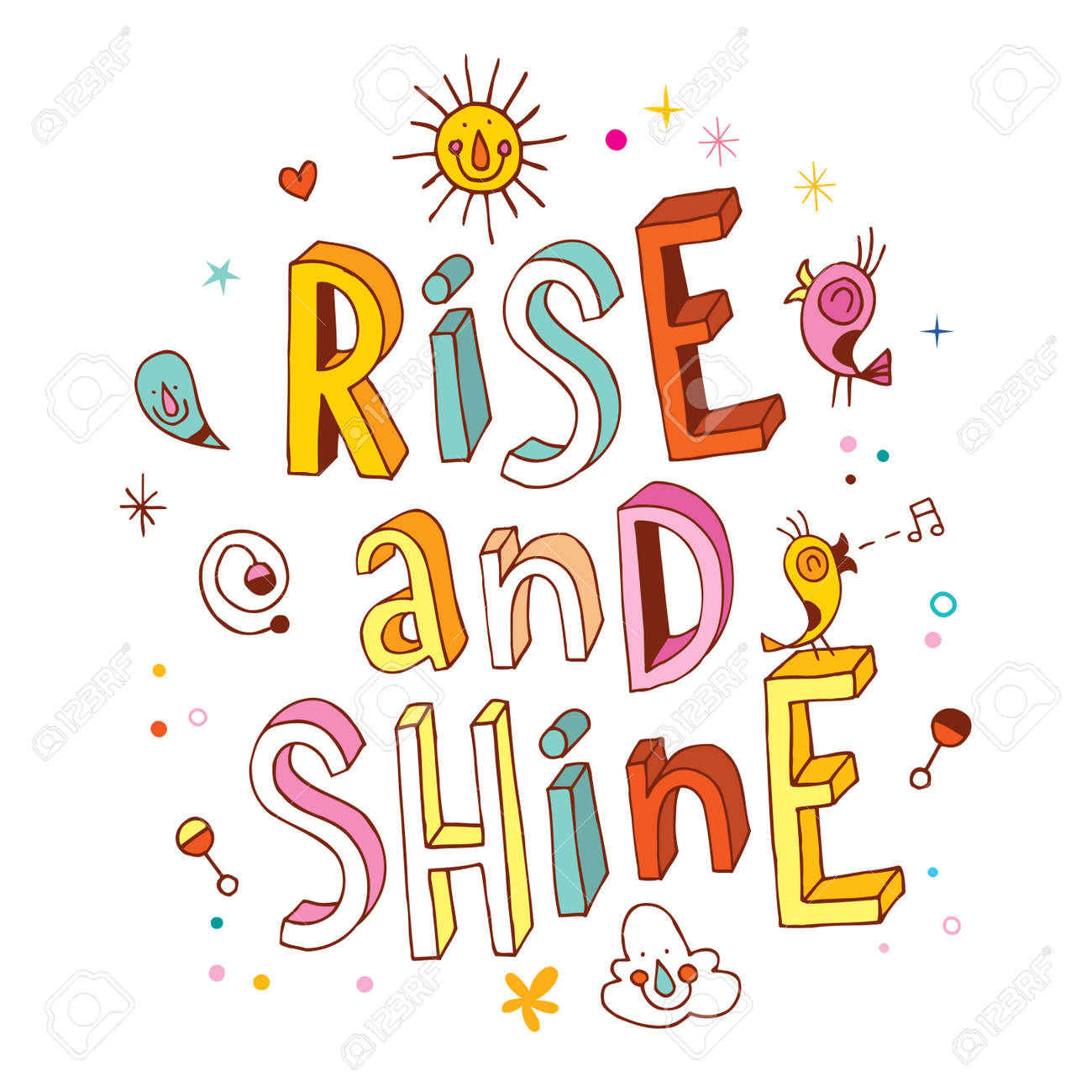 rise and shine fancy word on white royalty free cliparts vectors