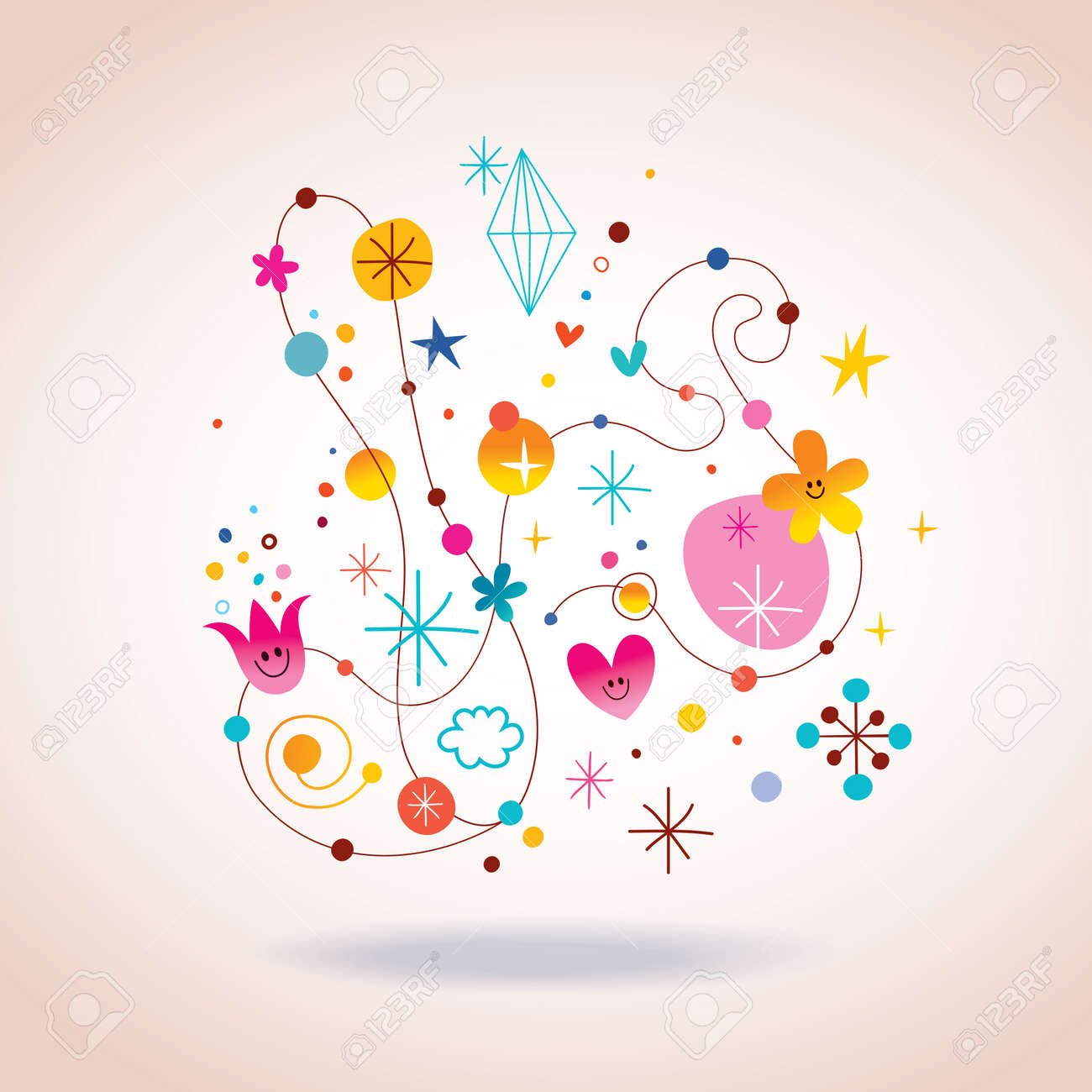 キュートなレトロな抽象アート イラストのイラスト素材 ベクタ Image