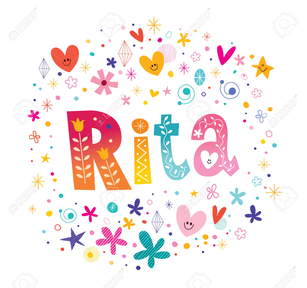 rita girls name decorative lettering type design royalty free free name design