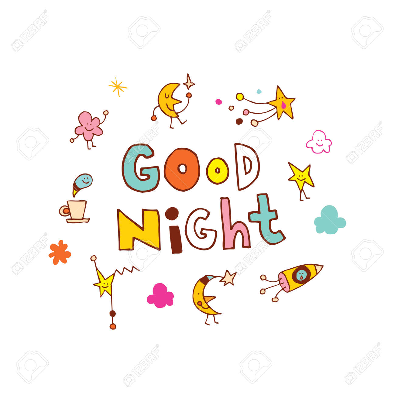 Good Night Hand Lettering Design With Cute Characters Royalty Free Cliparts Vectors And Stock Illustration Image Good Night Hand Lettering Design With Cute Characters Royalty Free Cliparts Vectors And Stock Illustration Image