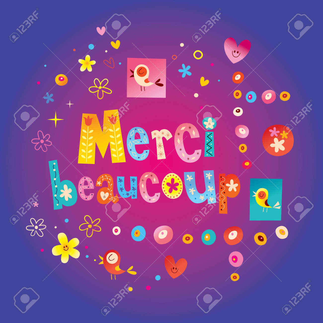Merci Beaucoup - Merci Beaucoup En Français Clip Art Libres De Droits, Svg,  Vecteurs Et Illustration. Image 94220443