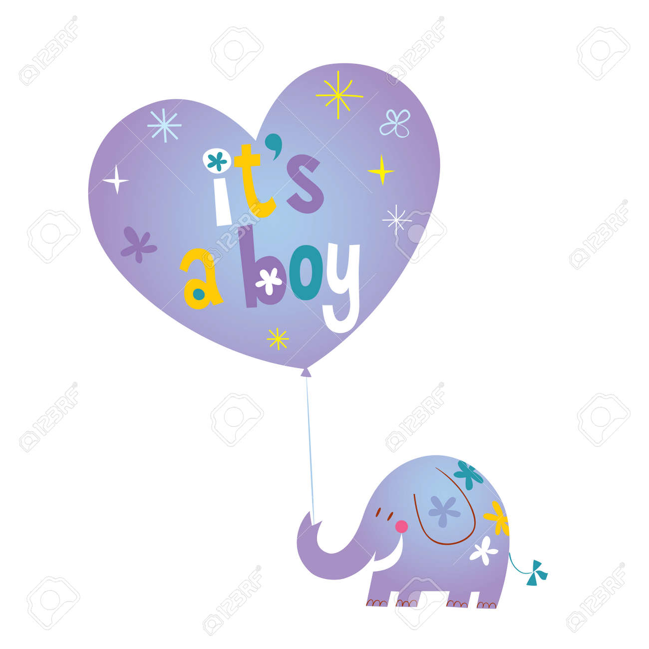 It S A Boy Baby Shower Card With Cute Elephant