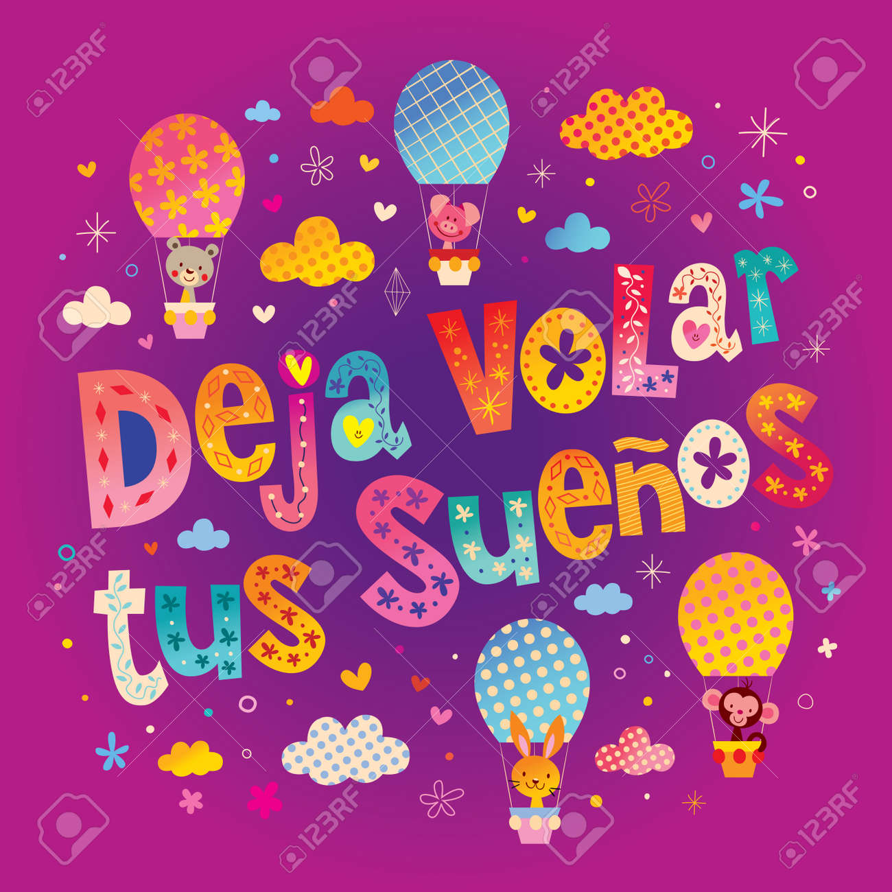 Let Your Dreams Fly In Spanish Nursery Art With Cute Baby Animal