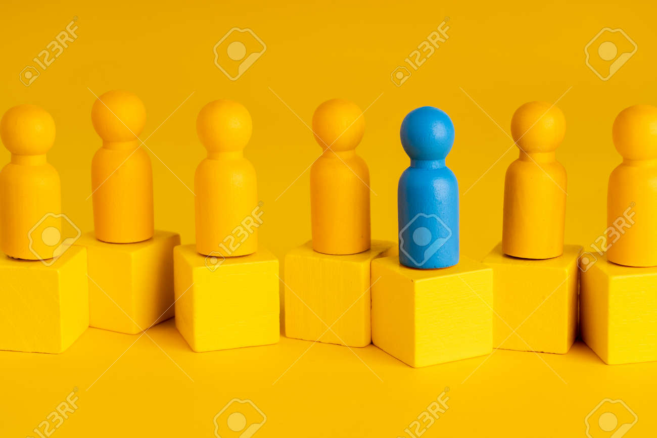 Business & HR global wood puzzle concept for leadership and team with peg doll - 144477774 Business & HR global wood puzzle concept for leadership and team with peg doll - 144477774