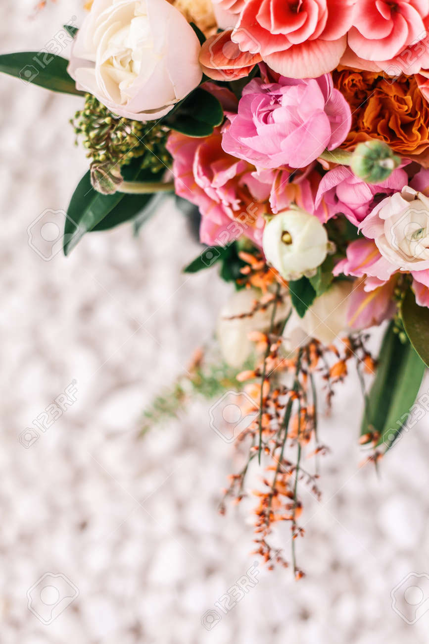 Close Up Of Pink And Lilac Wedding Bouquet Wedding Decoration Stock Photo Picture And Royalty Free Image Image 145685591