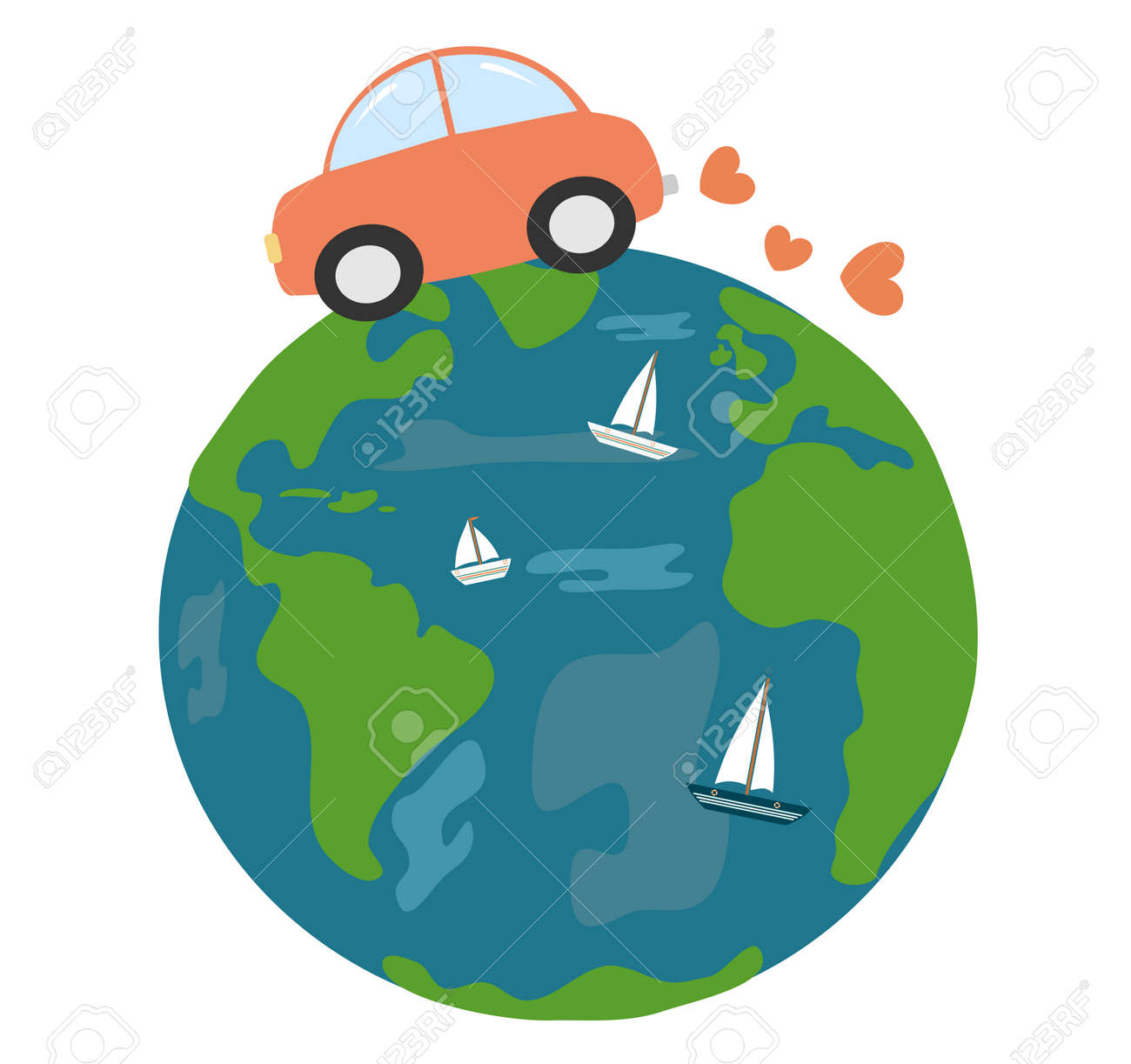 car driving around earth